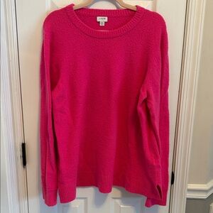 J. Crew Neon Pink Acrylic and Wool Blend Crewneck Sweater Sz XXL